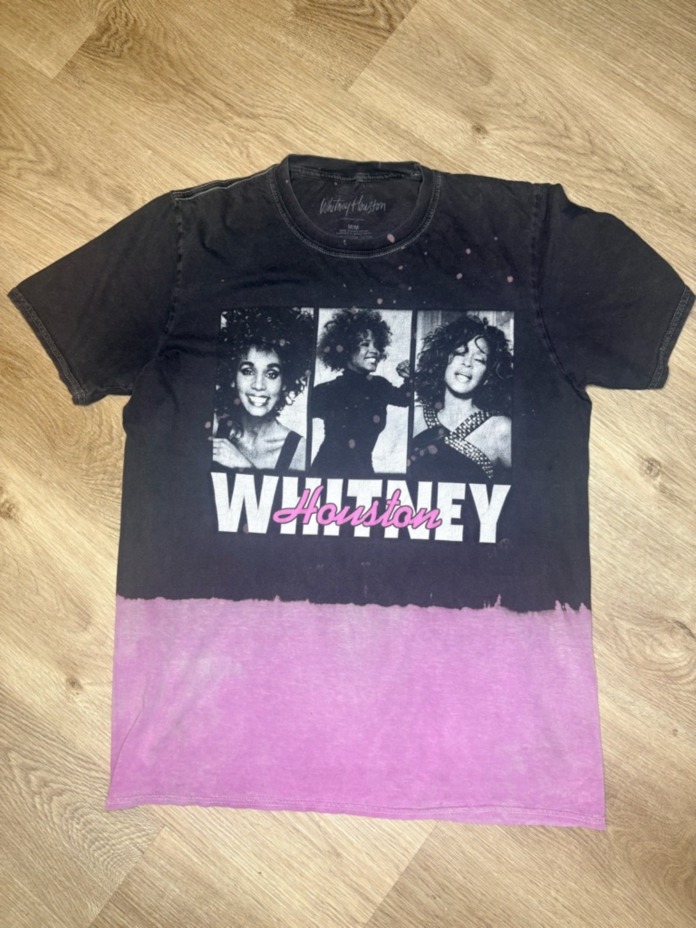 Whitney Houston Black & Pink Dip-Dye Graphic Tee